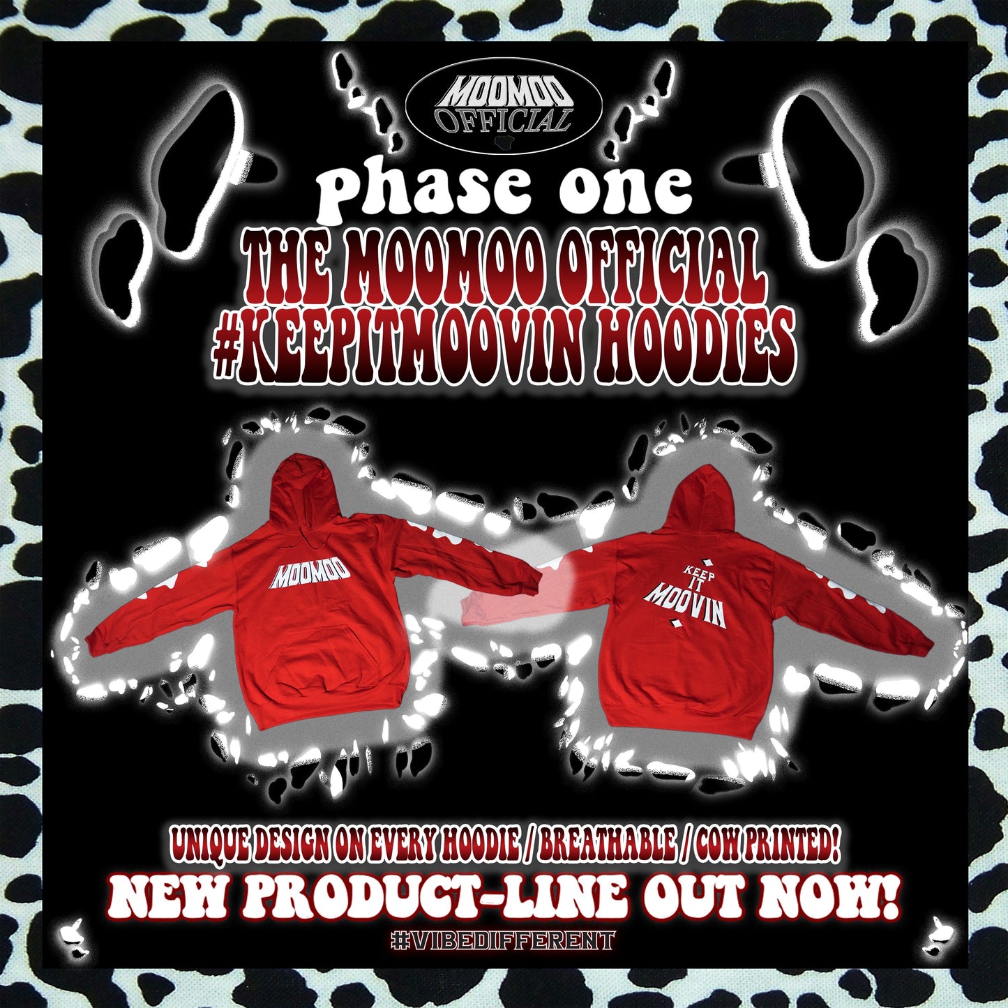 THE MOOMOO OFFICIAL #KEEPITMOOVIN HOODIE ((BLACK/RED))