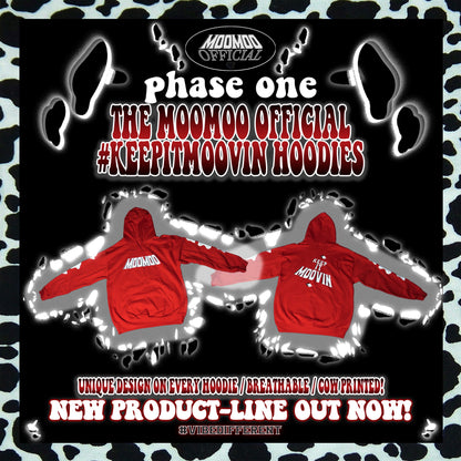 THE MOOMOO OFFICIAL #KEEPITMOOVIN HOODIE ((BLACK/RED))